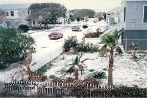 Wintry scene on 12th Street in Galveston